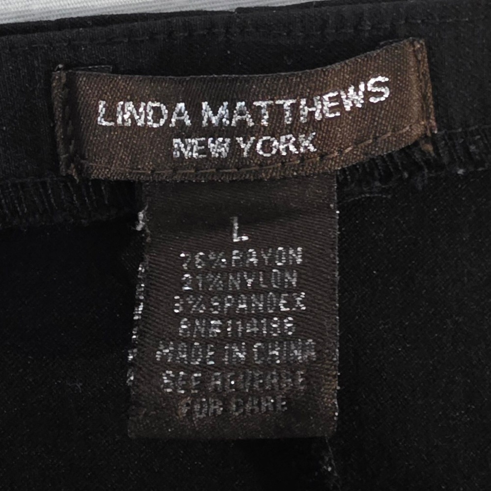 Linda Matthews New York Black Pencil Skirt Knee Length Slit Size L - Picture 4 of 7
